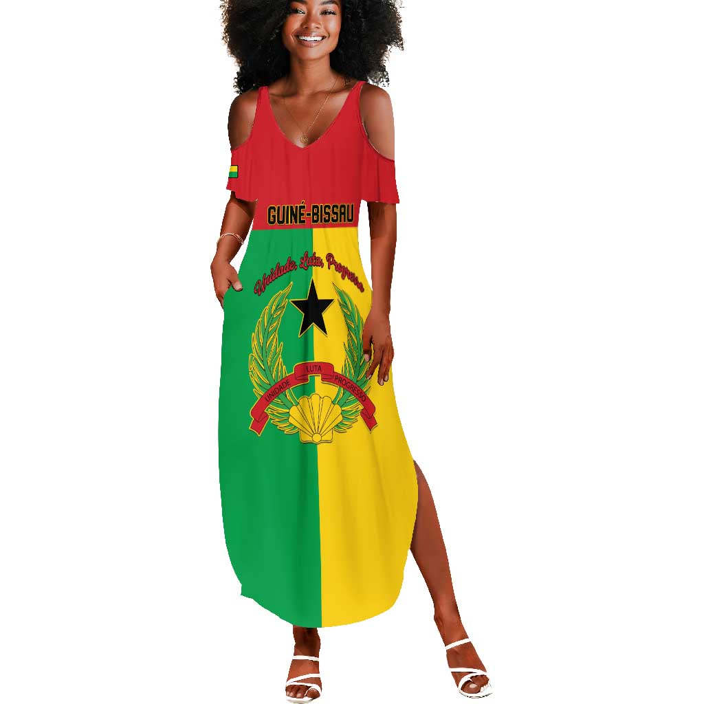 Personalized Guinea-Bissau Summer Maxi Dress Basic Flag Style - African Pride