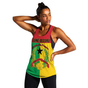 Personalized Guinea-Bissau Women Racerback Tank Basic Flag Style - African Pride