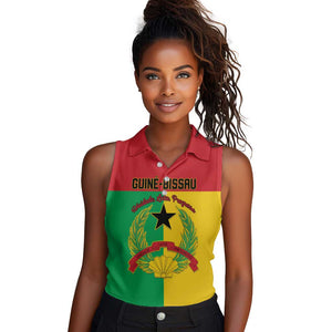 Personalized Guinea-Bissau Women Sleeveless Polo Shirt Basic Flag Style - African Pride