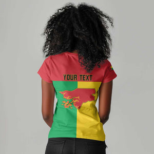 Personalized Guinea-Bissau Women V-Neck T-Shirt Basic Flag Style - African Pride