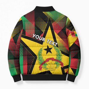 Personalized Guinea-Bissau Independence Day Bomber Puffer Jacket Coat Of Arms With Map