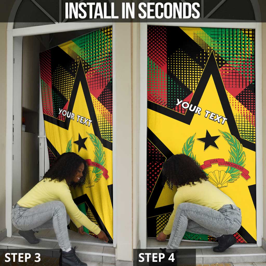 Personalized Guinea-Bissau Independence Day Door Cover Coat Of Arms With Map