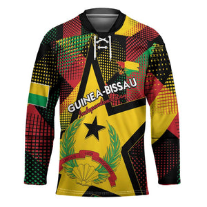 Personalized Guinea-Bissau Independence Day Hockey Jersey Coat Of Arms With Map