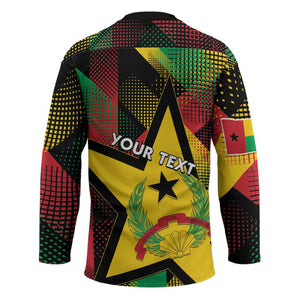 Personalized Guinea-Bissau Independence Day Hockey Jersey Coat Of Arms With Map