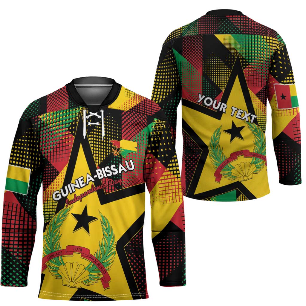 Personalized Guinea-Bissau Independence Day Hockey Jersey Coat Of Arms With Map