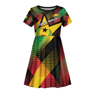 Personalized Happy Guinea-Bissau Kid Short Sleeve Dress Independence Day - African Pride