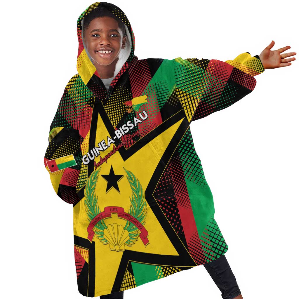 Personalized Happy Guinea-Bissau Kid Wearable Blanket Hoodie Independence Day - African Pride
