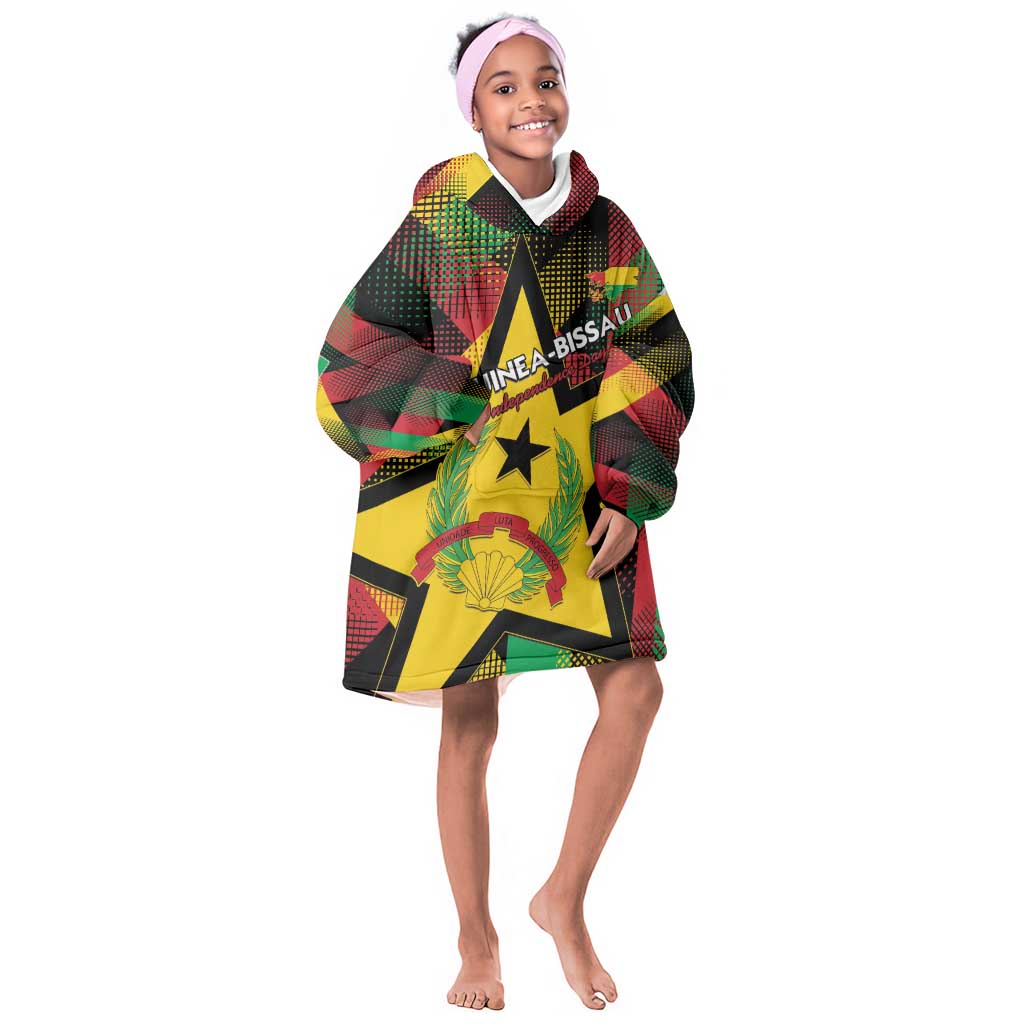 Personalized Happy Guinea-Bissau Kid Wearable Blanket Hoodie Independence Day - African Pride