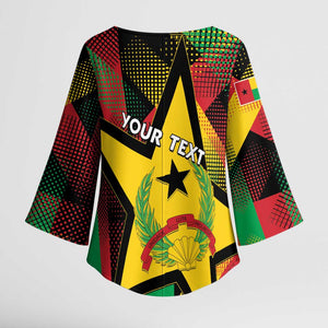 Personalized Guinea-Bissau Independence Day Kimono Sleeve Blouse Coat Of Arms With Map