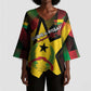 Personalized Guinea-Bissau Independence Day Kimono Sleeve Blouse Coat Of Arms With Map