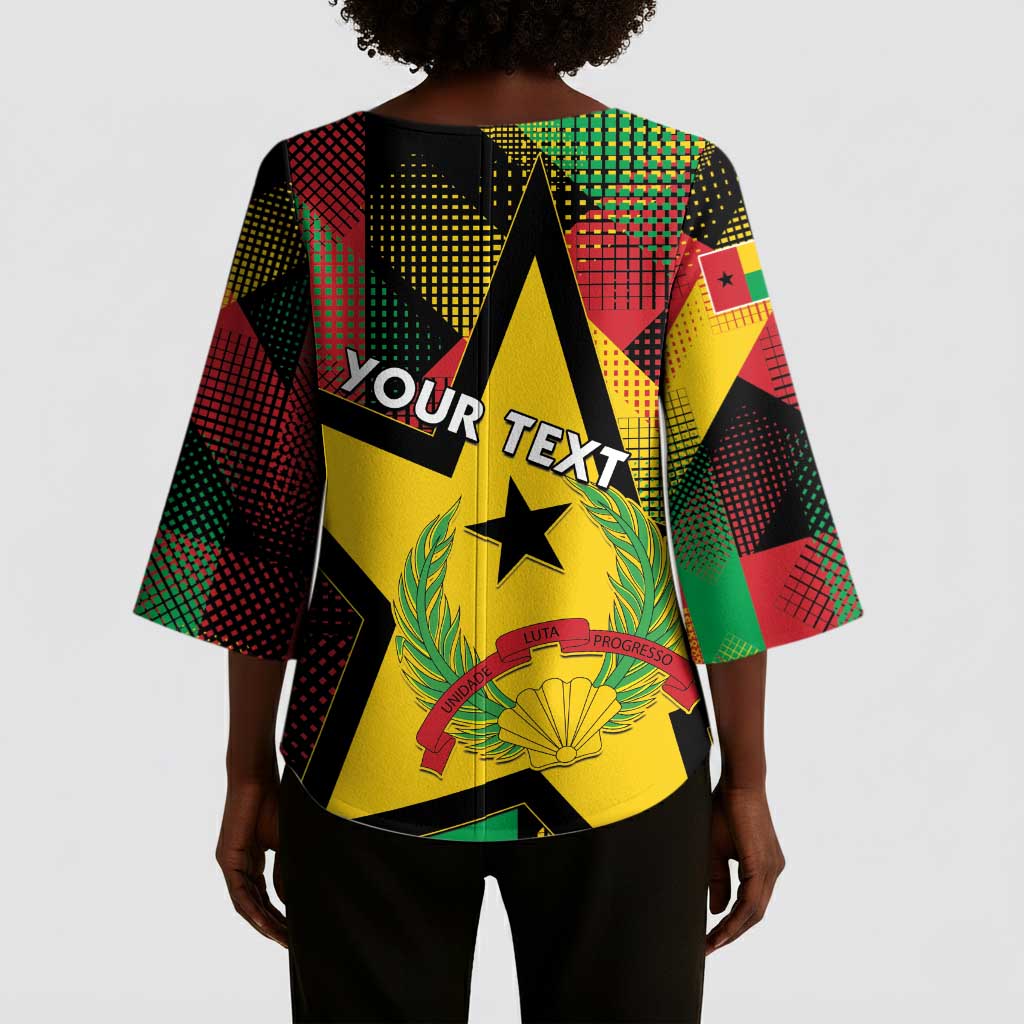 Personalized Guinea-Bissau Independence Day Kimono Sleeve Blouse Coat Of Arms With Map