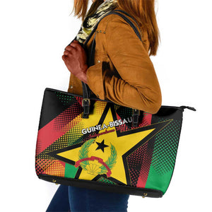 Happy Guinea-Bissau Leather Tote Bag Independence Day - African Pride