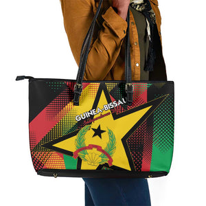 Happy Guinea-Bissau Leather Tote Bag Independence Day - African Pride