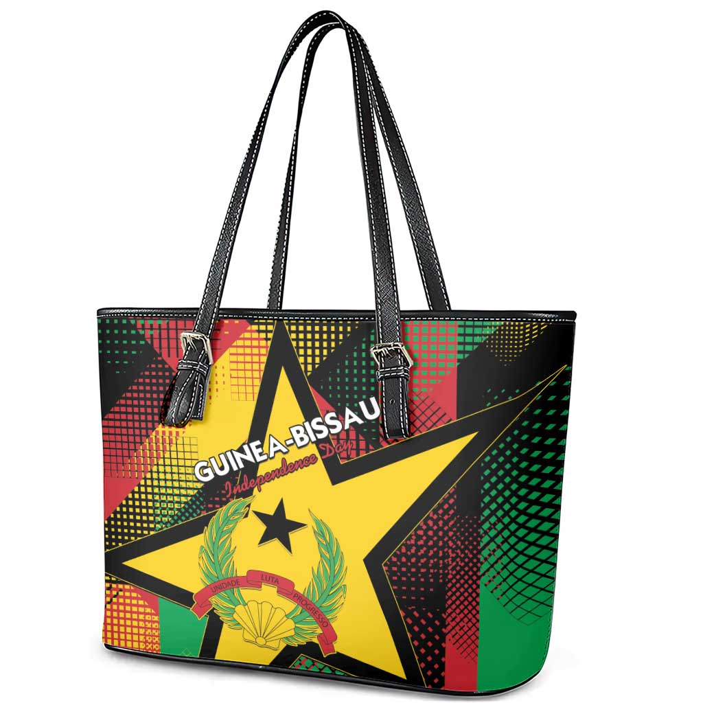 Happy Guinea-Bissau Leather Tote Bag Independence Day - African Pride