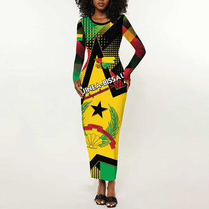 Personalized Happy Guinea-Bissau Long Sleeve Bodycon Dress Independence Day - African Pride