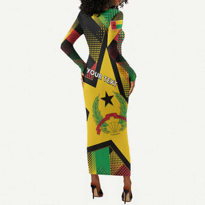 Personalized Happy Guinea-Bissau Long Sleeve Bodycon Dress Independence Day - African Pride