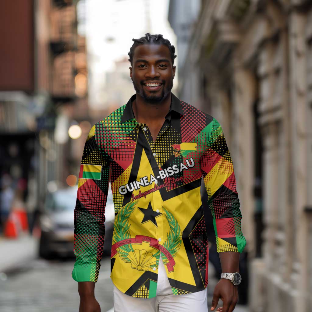 Personalized Happy Guinea-Bissau Long Sleeve Button Shirt Independence Day - African Pride