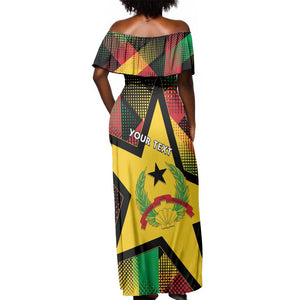Personalized Happy Guinea-Bissau Off Shoulder Maxi Dress Independence Day - African Pride