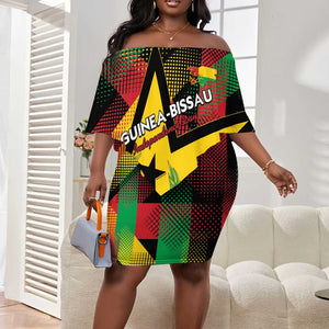 Personalized Happy Guinea-Bissau Off Shoulder Short Dress Independence Day - African Pride