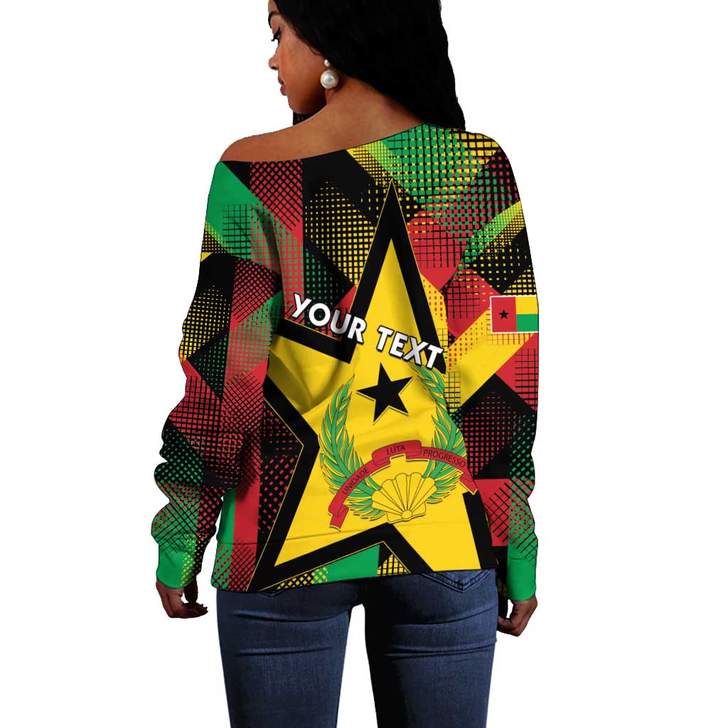 Personalized Happy Guinea-Bissau Off Shoulder Sweater Independence Day - African Pride