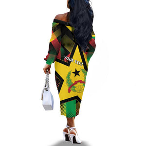 Personalized Happy Guinea-Bissau Off The Shoulder Long Sleeve Dress Independence Day - African Pride