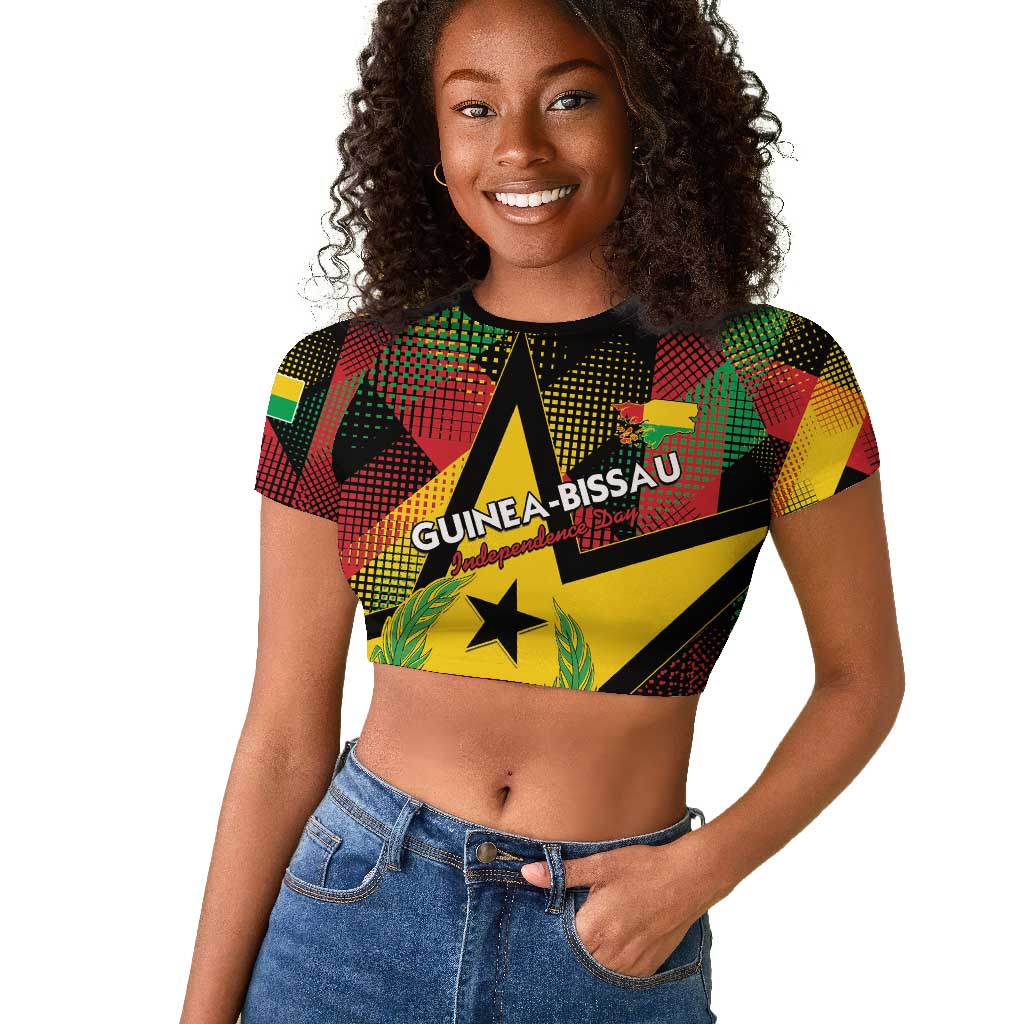Personalized Happy Guinea-Bissau Raglan Cropped T shirt Independence Day - African Pride