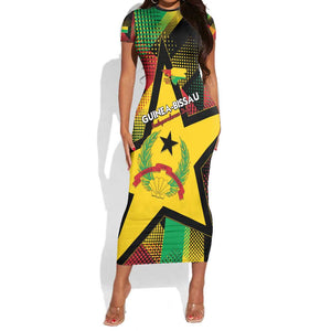 Personalized Happy Guinea-Bissau Short Sleeve Bodycon Dress Independence Day - African Pride
