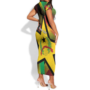 Personalized Happy Guinea-Bissau Short Sleeve Bodycon Dress Independence Day - African Pride