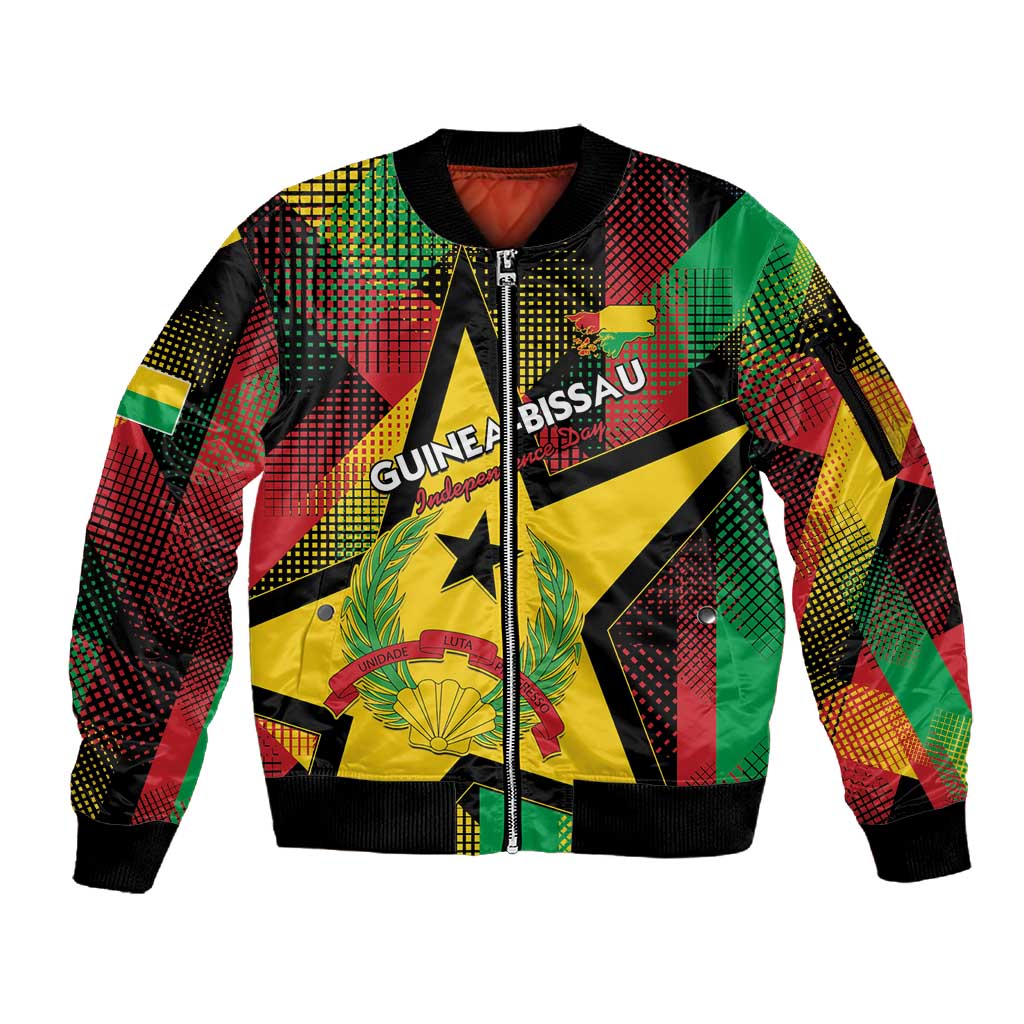 Personalized Happy Guinea-Bissau Sleeve Zip Bomber Jacket Independence Day - African Pride