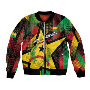 Personalized Happy Guinea-Bissau Sleeve Zip Bomber Jacket Independence Day - African Pride