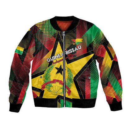 Personalized Happy Guinea-Bissau Sleeve Zip Bomber Jacket Independence Day - African Pride
