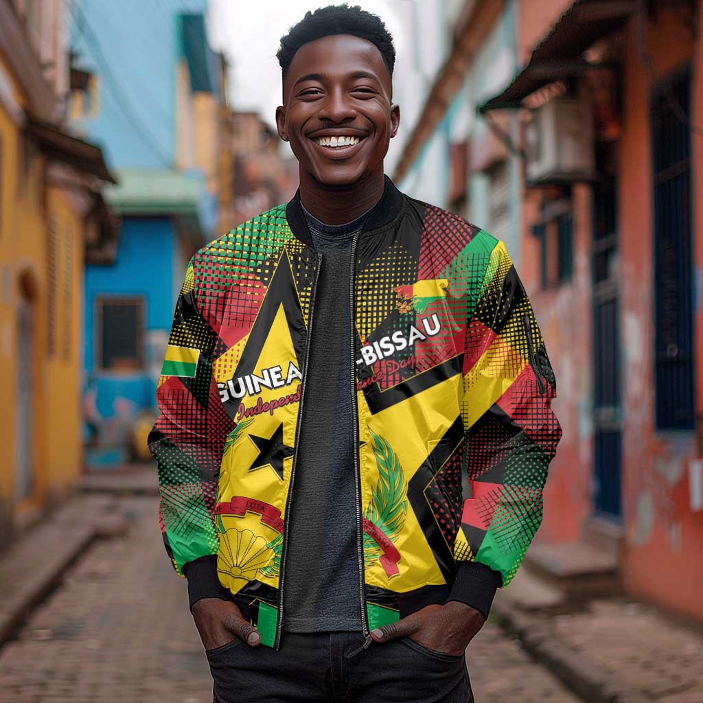 Personalized Happy Guinea-Bissau Sleeve Zip Bomber Jacket Independence Day - African Pride