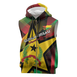 Personalized Happy Guinea-Bissau Sleeveless Zip Hoodie Independence Day - African Pride