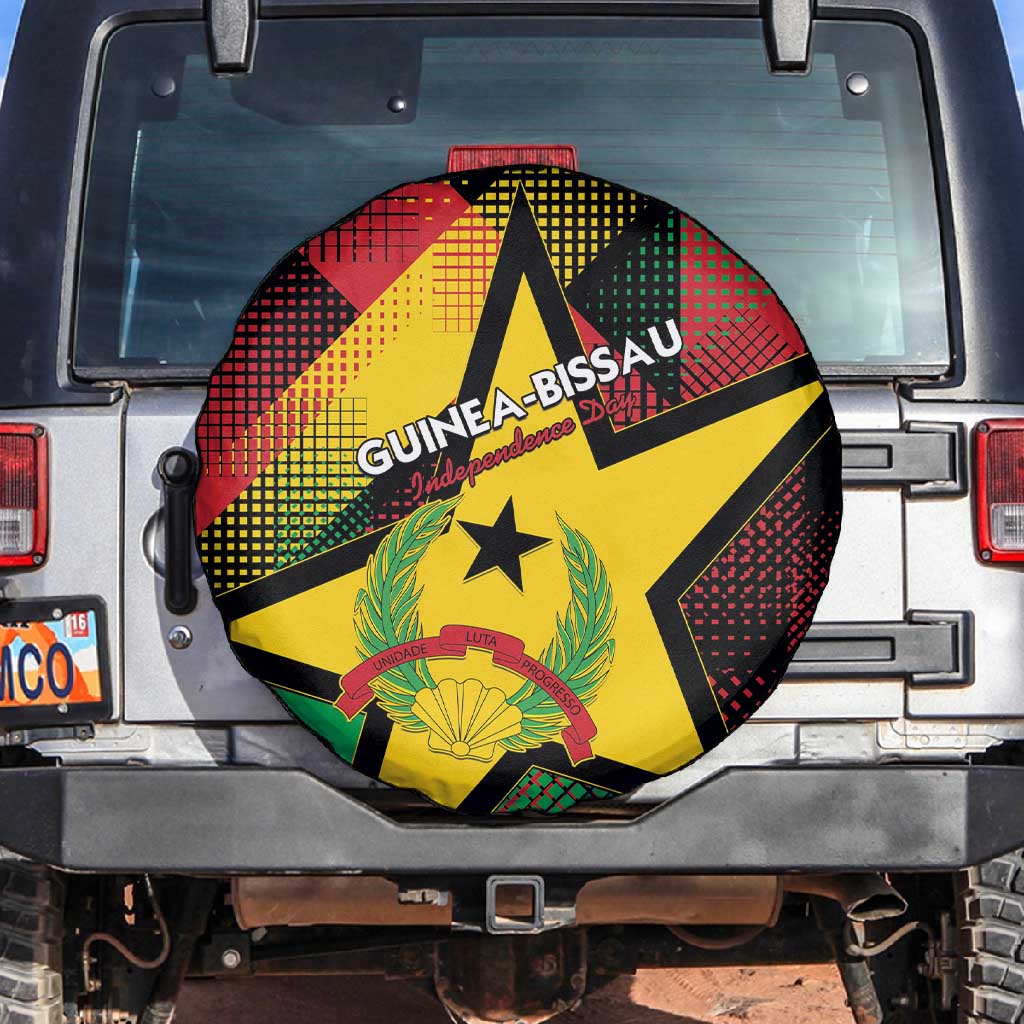 Happy Guinea-Bissau Spare Tire Cover Independence Day - African Pride