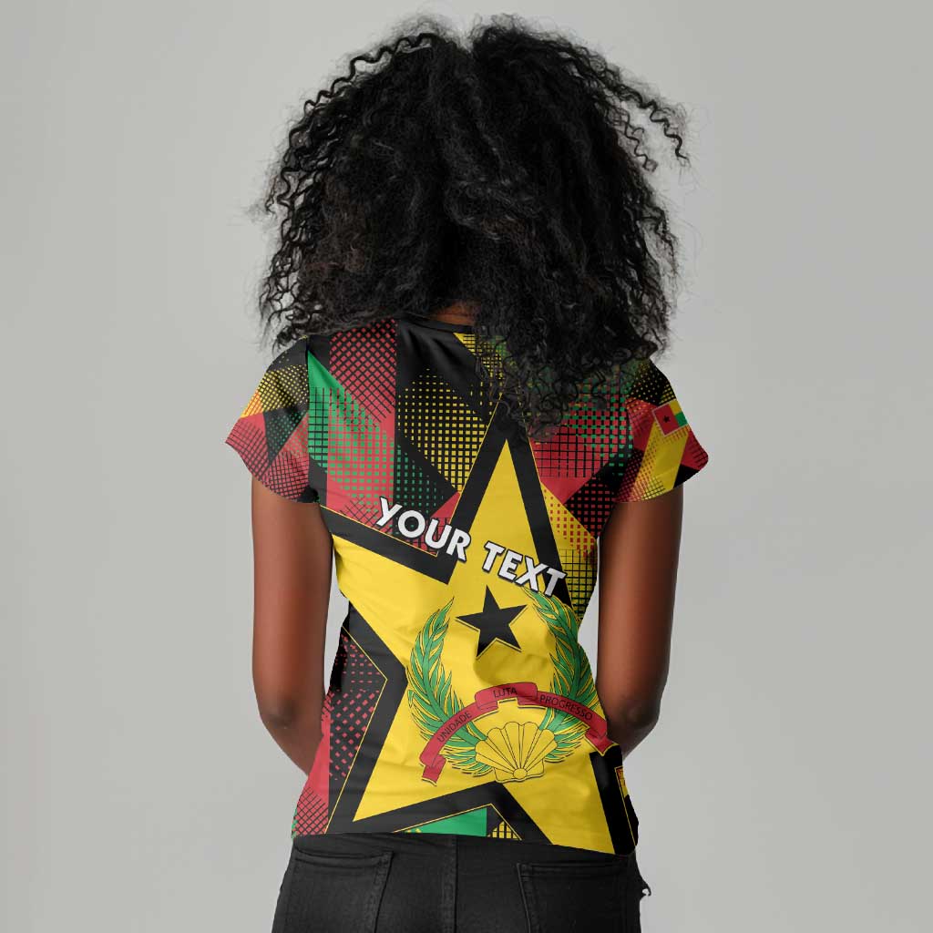 Personalized Happy Guinea-Bissau Women V-Neck T-Shirt Independence Day - African Pride