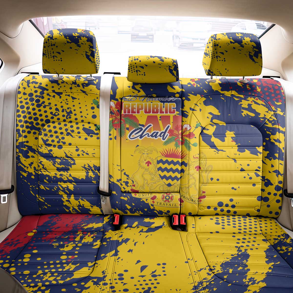 Afro TChad Back Car Seat Cover Happy Republic Day - African Pride