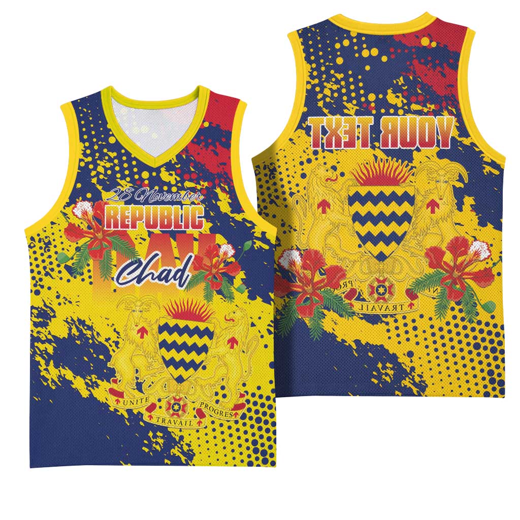 Afro TChad Personalized Basketball Jersey Happy Republic Day - African Pride