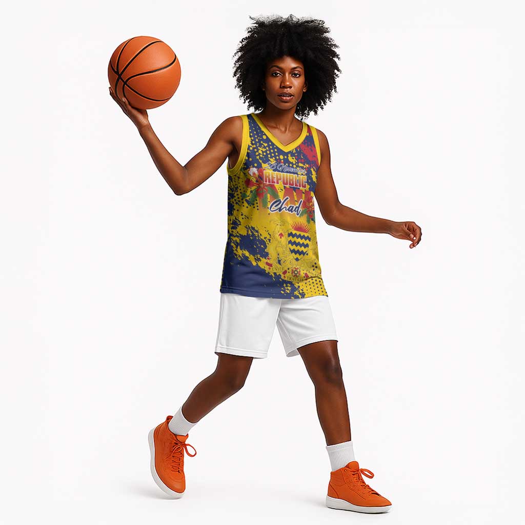 Afro TChad Personalized Basketball Jersey Happy Republic Day - African Pride