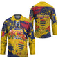 Personalized Chad Republic Day Hockey Jersey Coat Of Arms - Grunge Style