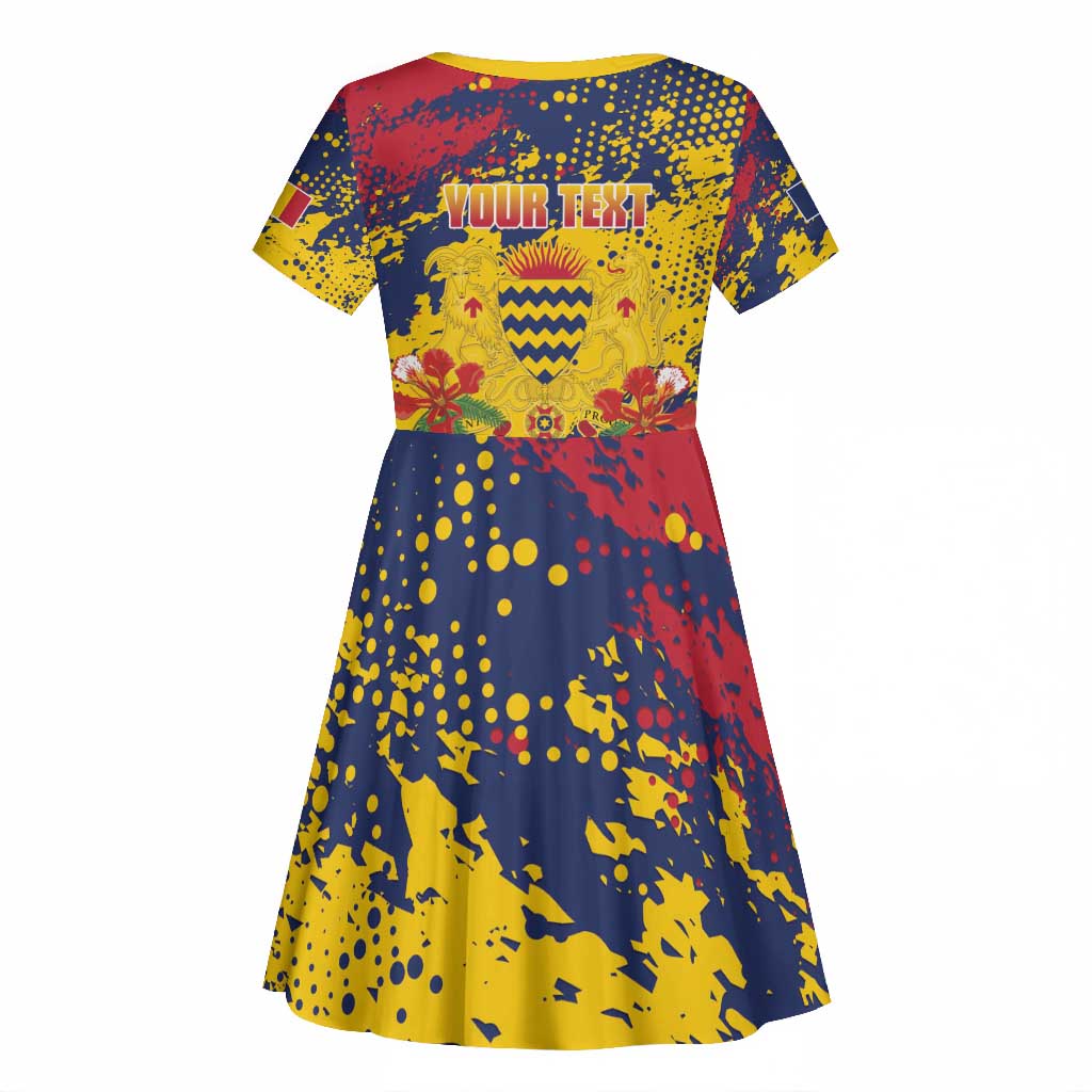 Afro TChad Personalized Kid Short Sleeve Dress Happy Republic Day - African Pride