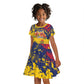 Afro TChad Personalized Kid Short Sleeve Dress Happy Republic Day - African Pride