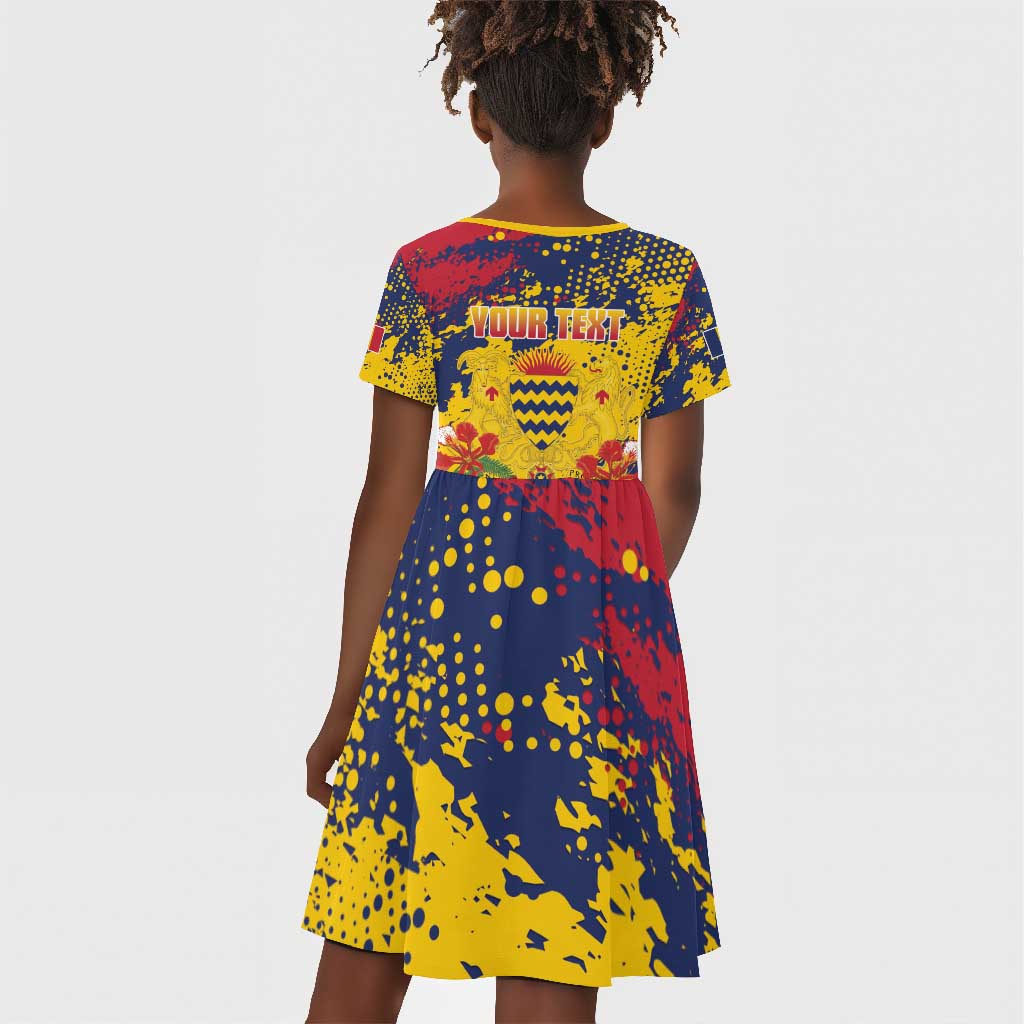 Afro TChad Personalized Kid Short Sleeve Dress Happy Republic Day - African Pride