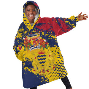 Afro TChad Personalized Kid Wearable Blanket Hoodie Happy Republic Day - African Pride