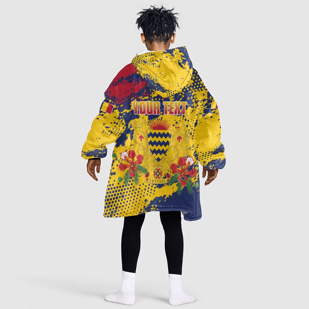 Afro TChad Personalized Kid Wearable Blanket Hoodie Happy Republic Day - African Pride