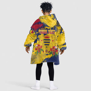 Afro TChad Personalized Kid Wearable Blanket Hoodie Happy Republic Day - African Pride