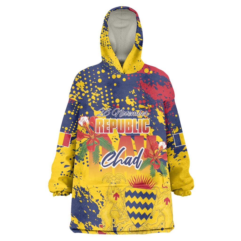Afro TChad Personalized Kid Wearable Blanket Hoodie Happy Republic Day - African Pride