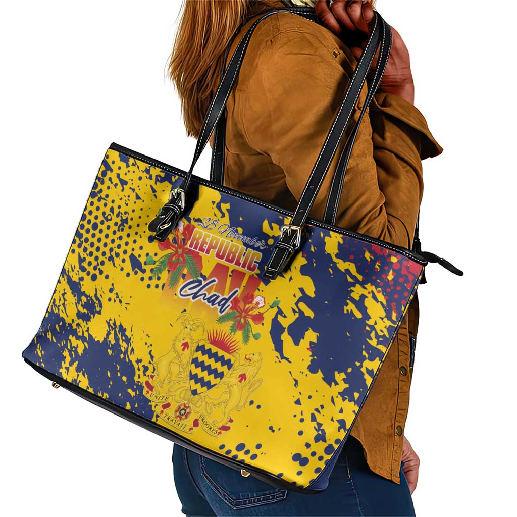Afro TChad Leather Tote Bag Happy Republic Day - African Pride