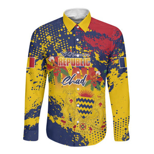 Afro TChad Personalized Long Sleeve Button Shirt Happy Republic Day - African Pride