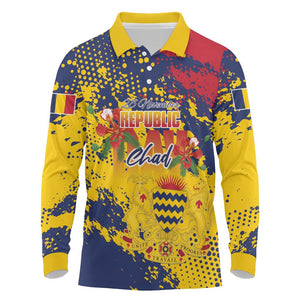 Afro TChad Personalized Long Sleeve Polo Shirt Happy Republic Day - African Pride