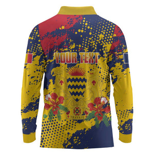 Afro TChad Personalized Long Sleeve Polo Shirt Happy Republic Day - African Pride